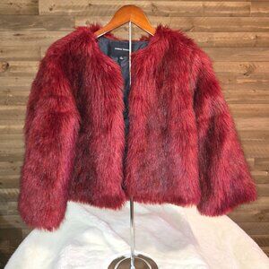 Jealous Tomato Red Faux Fur Crop Jacket (L)
